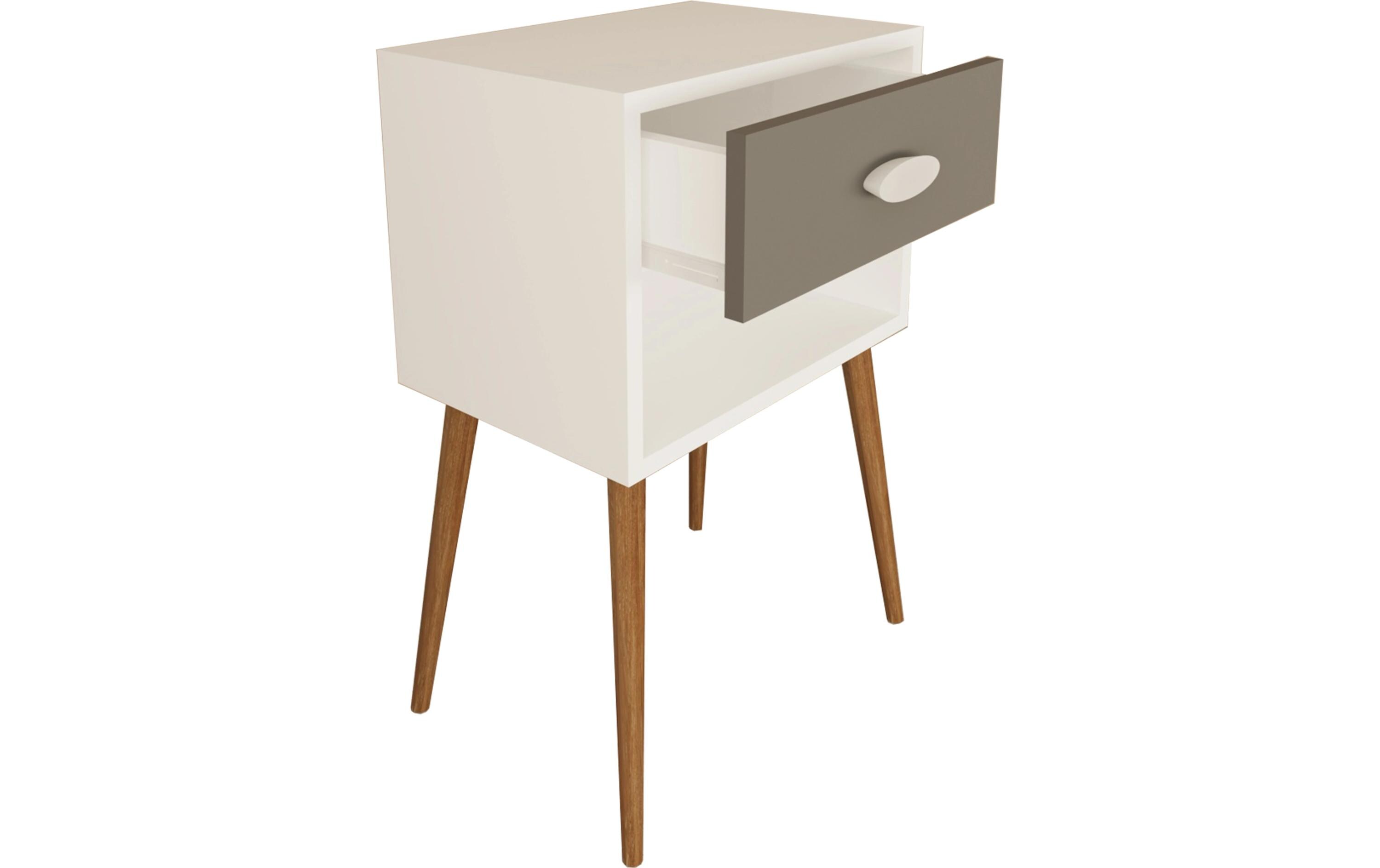 VCM Nachttisch Singol XL 45 x 70 cm, Weiss/Anthrazit