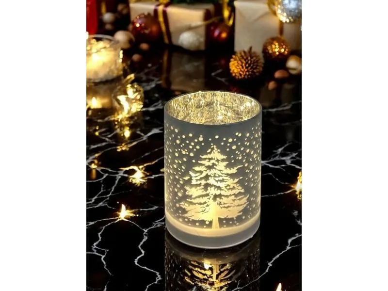 Dameco LED Windlicht Glas Silber Dameco LED Windlicht Glas Silber
