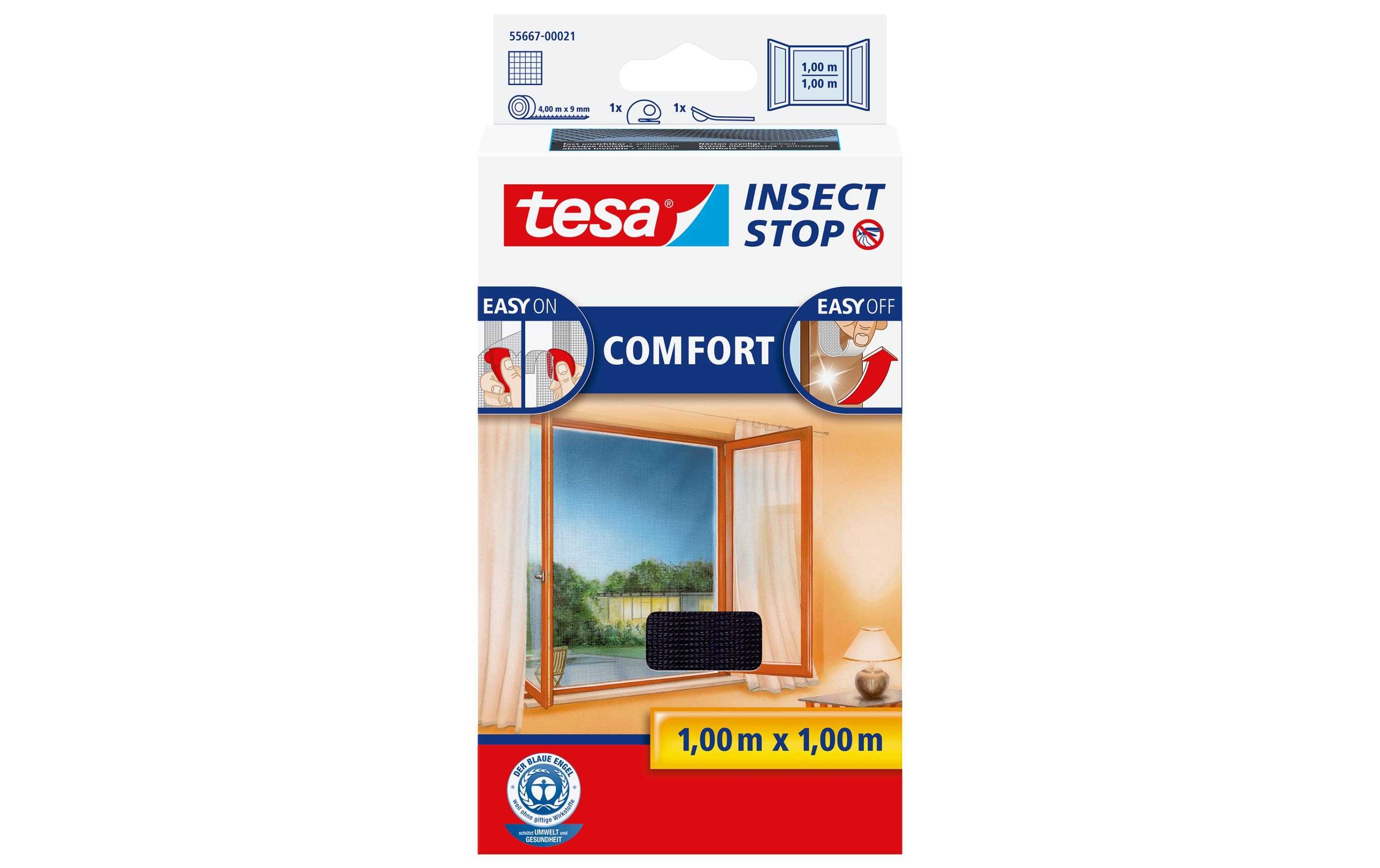 tesa Fliegengitter Insect Stop Comfort Fenster 1x1m anthrazit