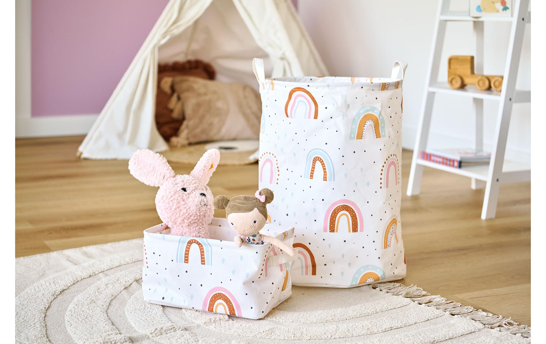 Zeller Present Spielzeugkorb Rainbow Canvas 28 x 21 x 16 cm