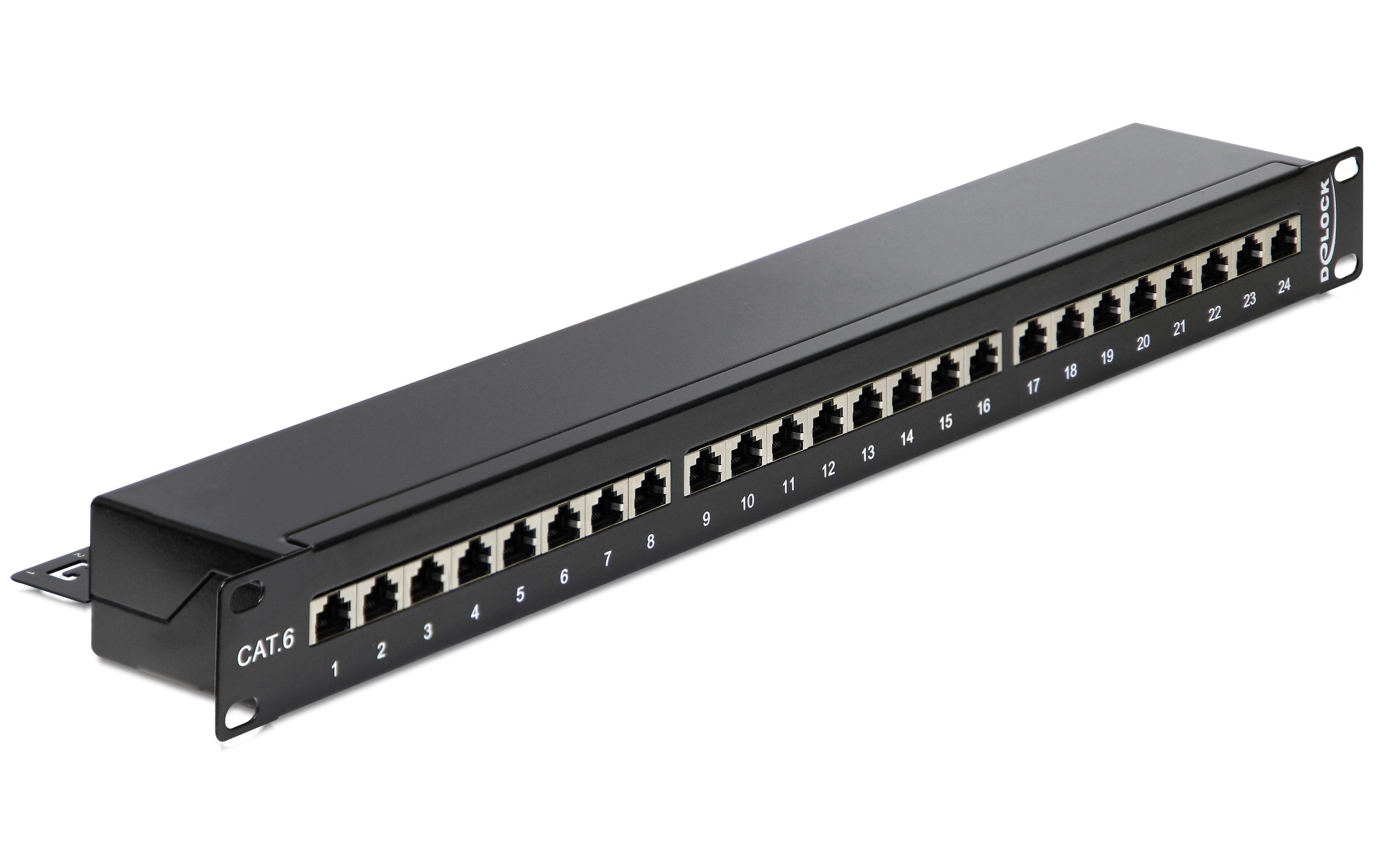 Delock Patchpanel 24 Port Cat.6 19 Rack Schwarz Delock Patchpanel 24 Port Cat.6 19 Rack Schwarz