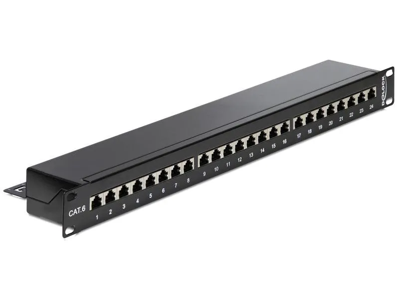 Delock Patchpanel 24 Port Cat.6 19 Rack Schwarz Delock Patchpanel 24 Port Cat.6 19 Rack Schwarz
