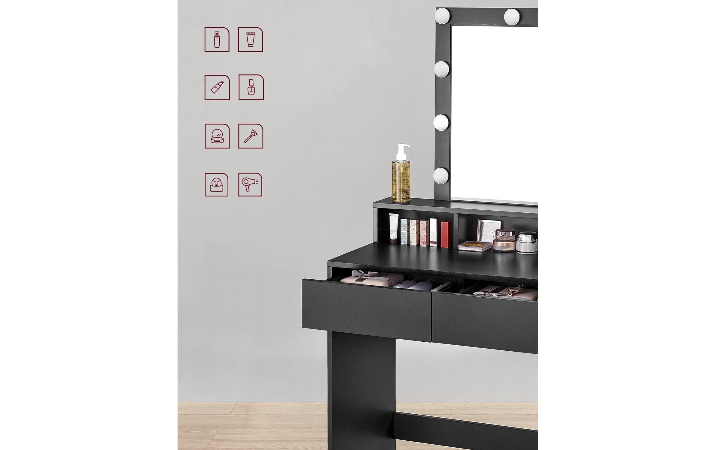 VASAGLE Schminktisch mit LED-Beleuchtung 80 x 40 x 145 cm