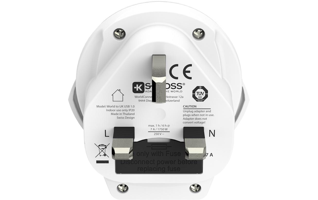 SKROSS Reiseadapter World UK mit USB Ladegerät