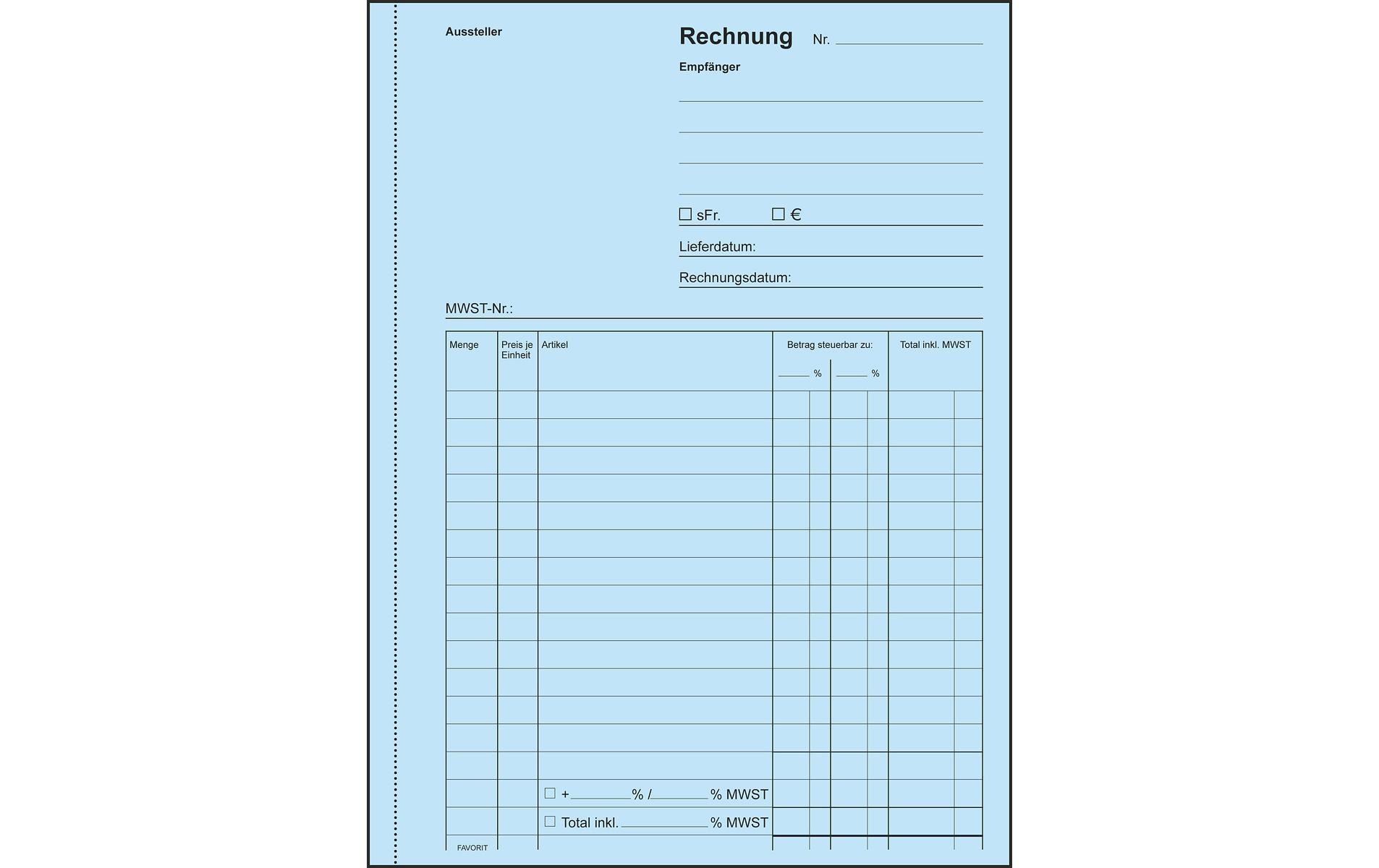Favorit Durchschreibeblock 156 x 210 mm Rechnungen, 50 x 2 Blatt