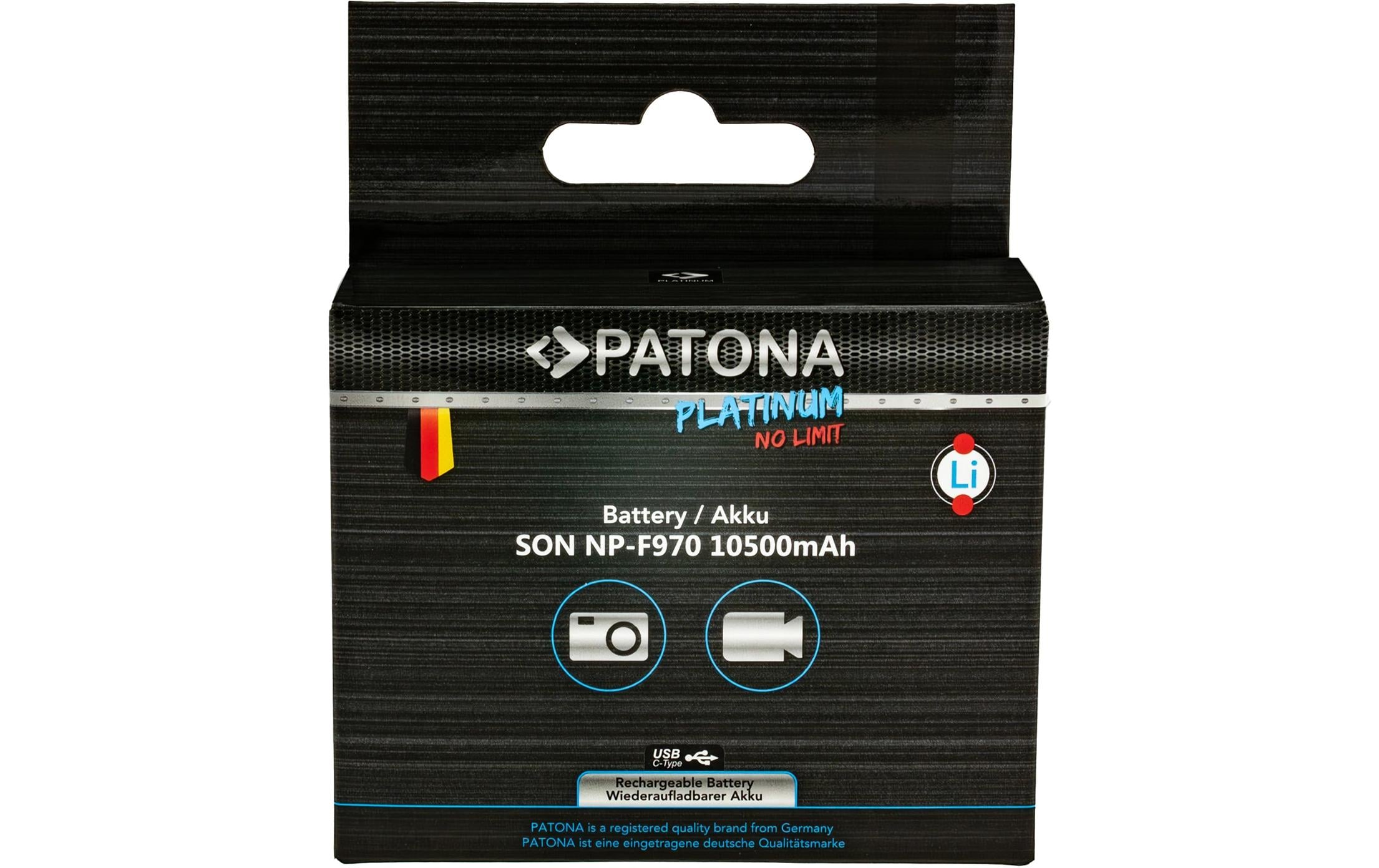 Patona Platinum Akku für Sony NP-F970, F960, F950 inkl. Powerbank