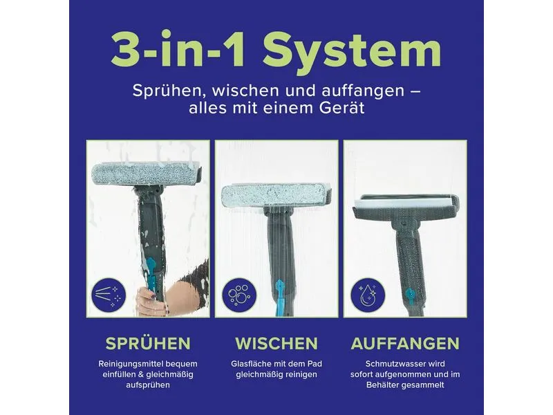 Lichterblitz Fensterreiniger manuell 3in1 Grau Blau