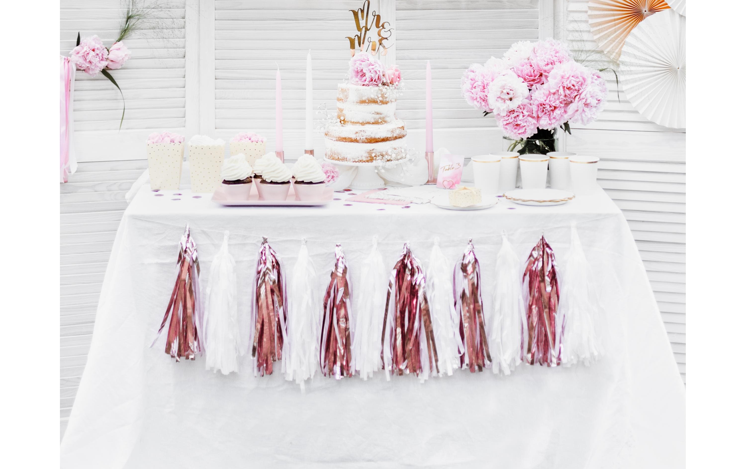 Partydeco Girlande Quasten 1.5 m, 12 Pompons, Rosa