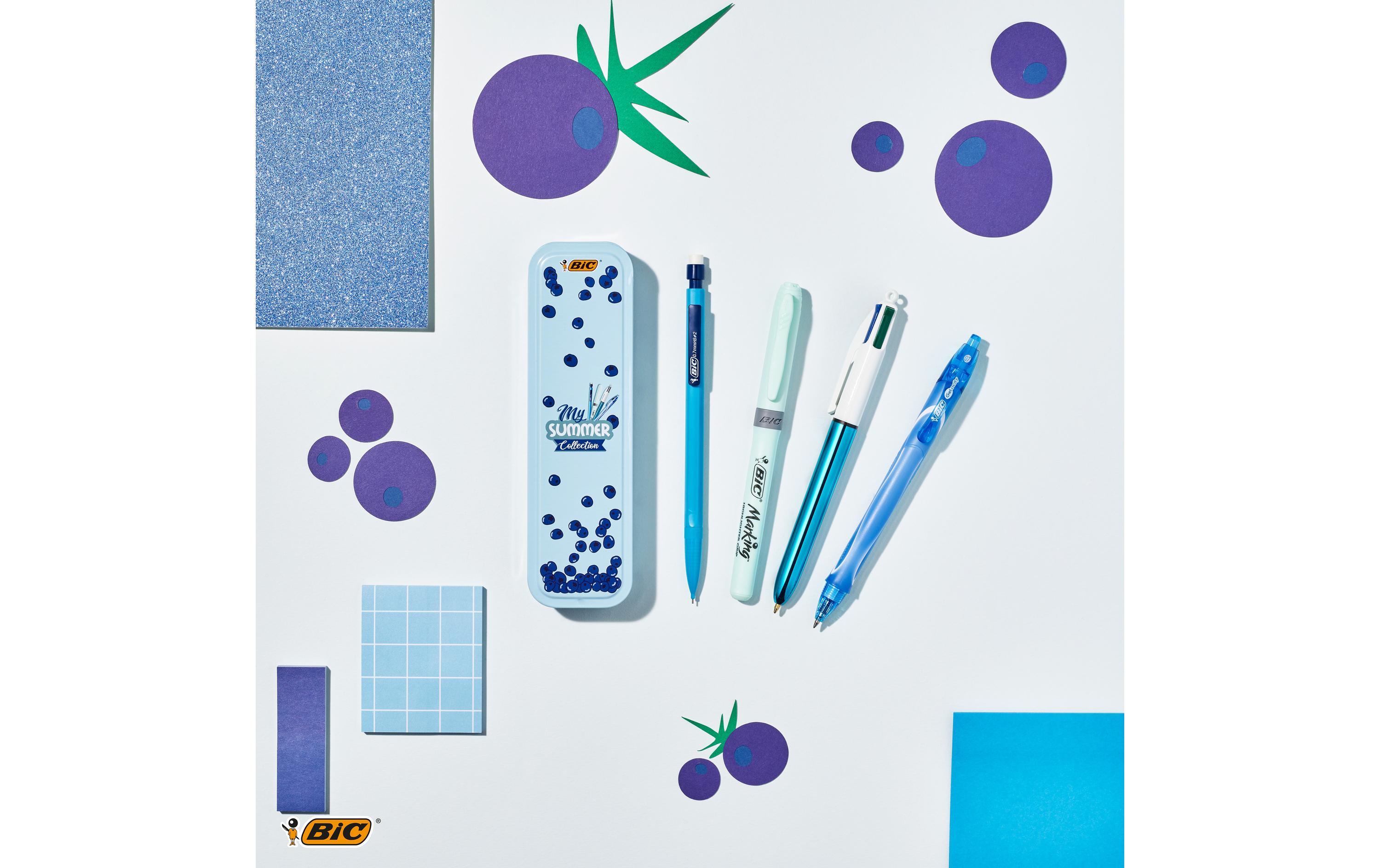 BIC Kugelschreiber Summer blue Box 4-teilig