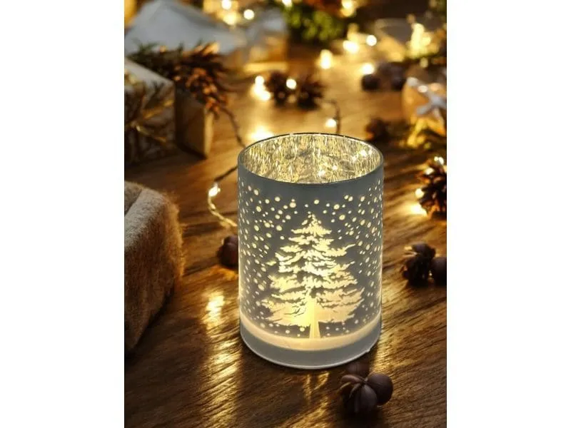 Dameco LED Windlicht Glas Silber
