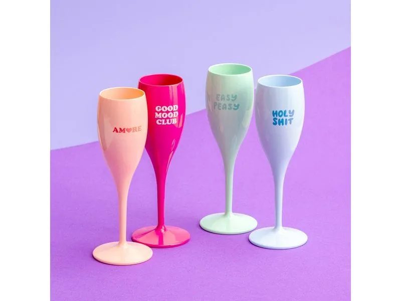 Koziol Sektglas Color Up 100 ml, 4 Stück, Mehrfarbig