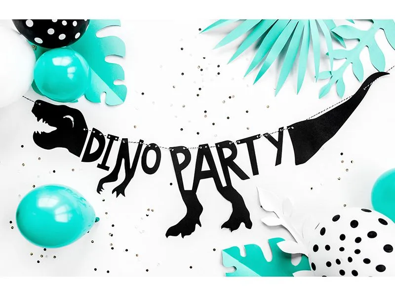 Partydeco Girlande Dinosaurier-Party Schwarz, 20 x 90 cm