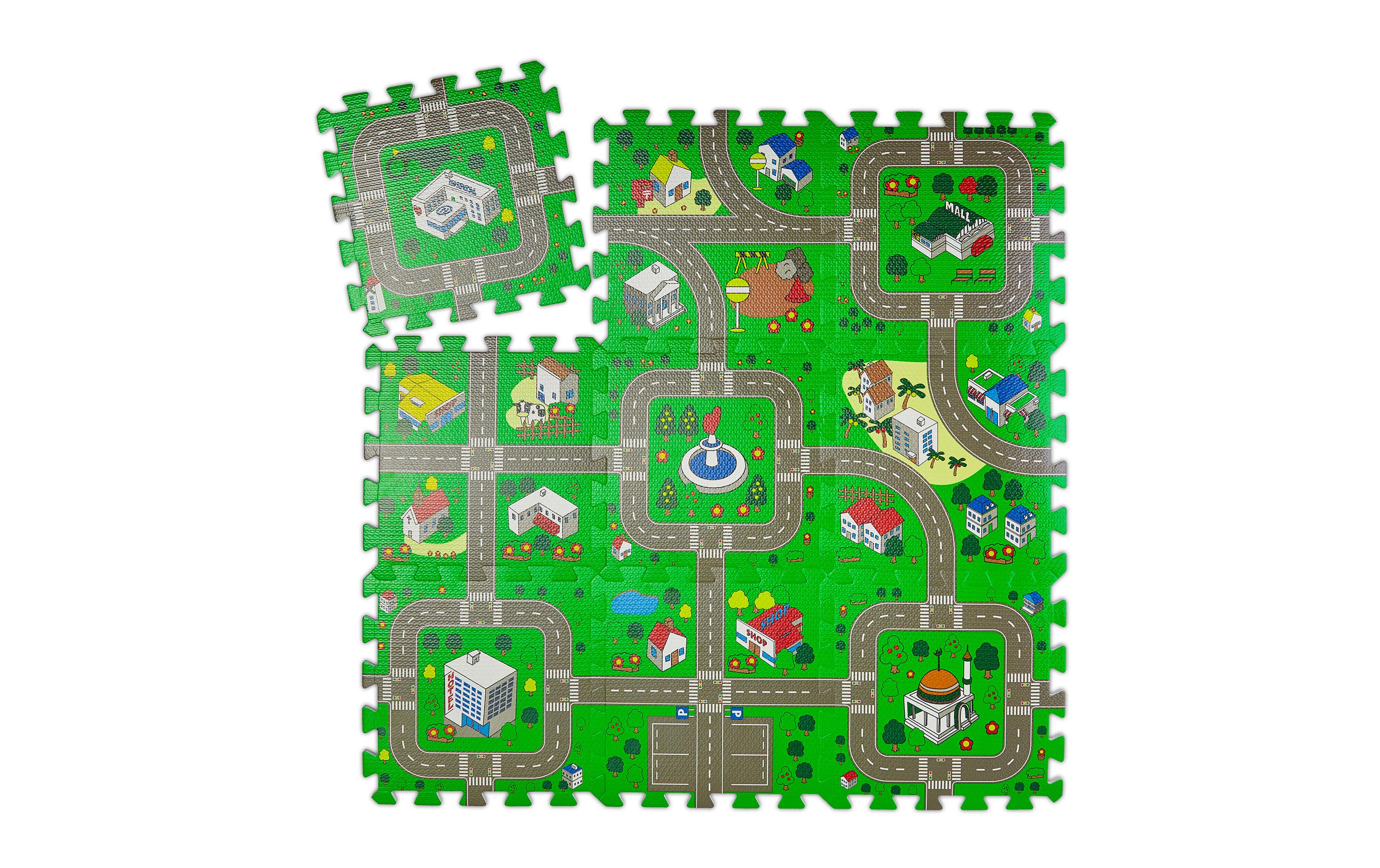 relaxdays Puzzlematte Strasse für Kinder
