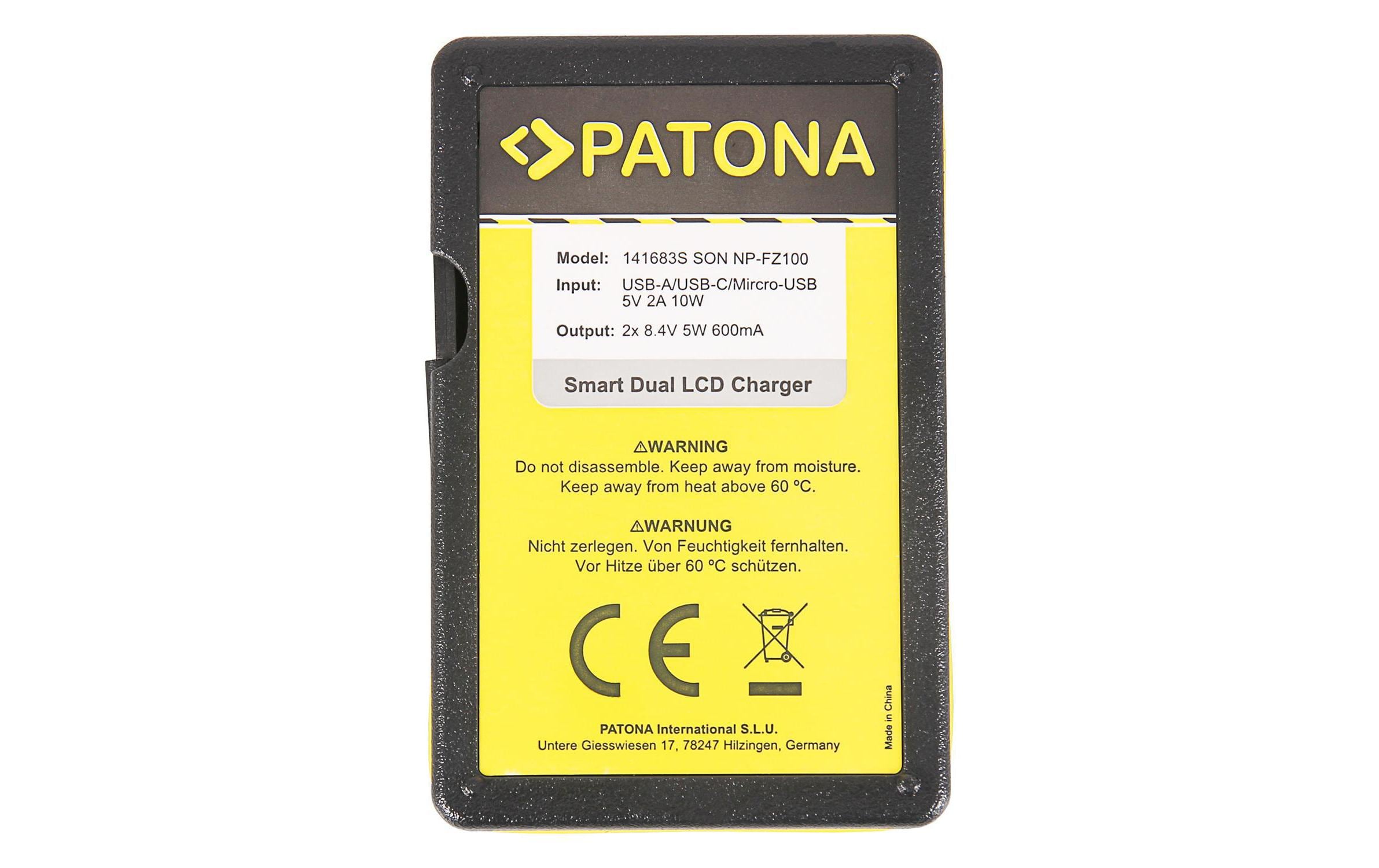 Patona Ladegerät Smart Dual LCD USB Sony NP-FZ100