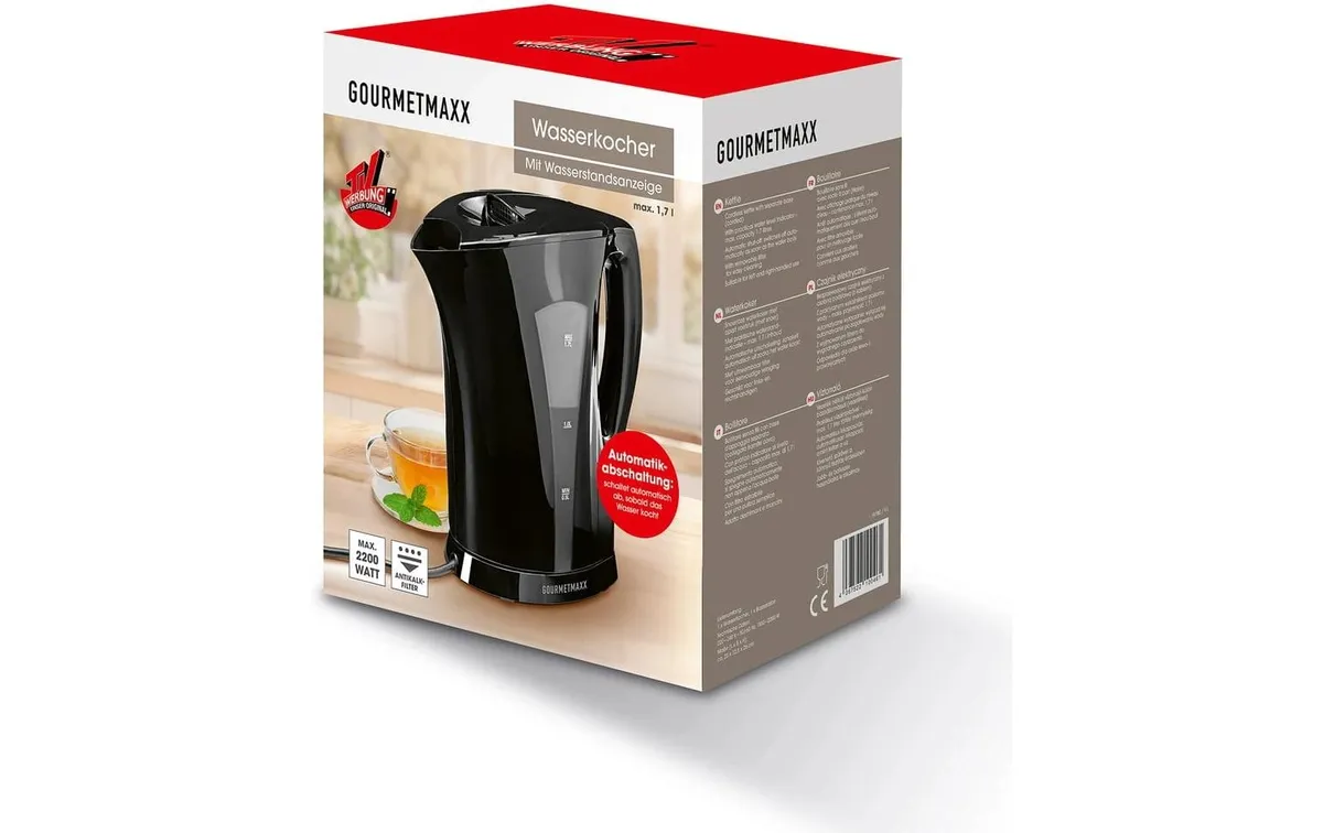 GOURMETmaxx Wasserkocher 1.7 l, Schwarz