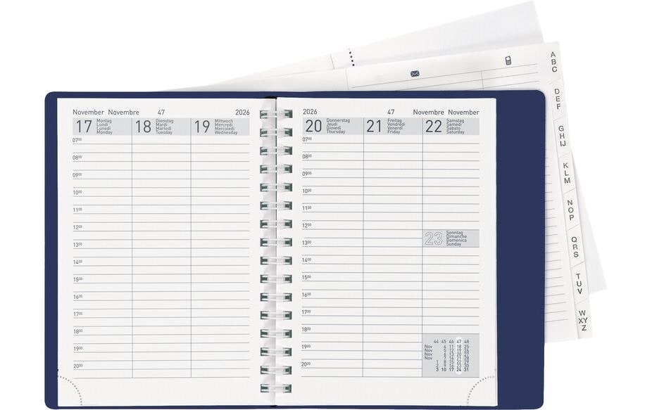 Biella Geschäftsagenda Rex Wire-O Blau, 10 x 14 cm