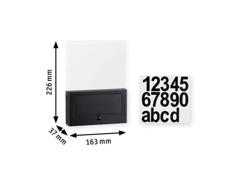 Paulmann Wandleuchte Solar Hausnummer, Neda, 2200K, Anthrazit Paulmann Wandleuchte Solar Hausnummer, Neda, 2200K, Anthrazit