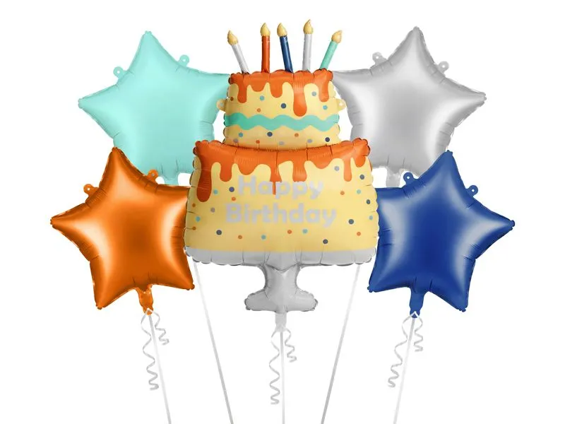 Partydeco Bunter Kuchen Happy Birthday Mehrfarbig Partydeco Bunter Kuchen Happy Birthday Mehrfarbig