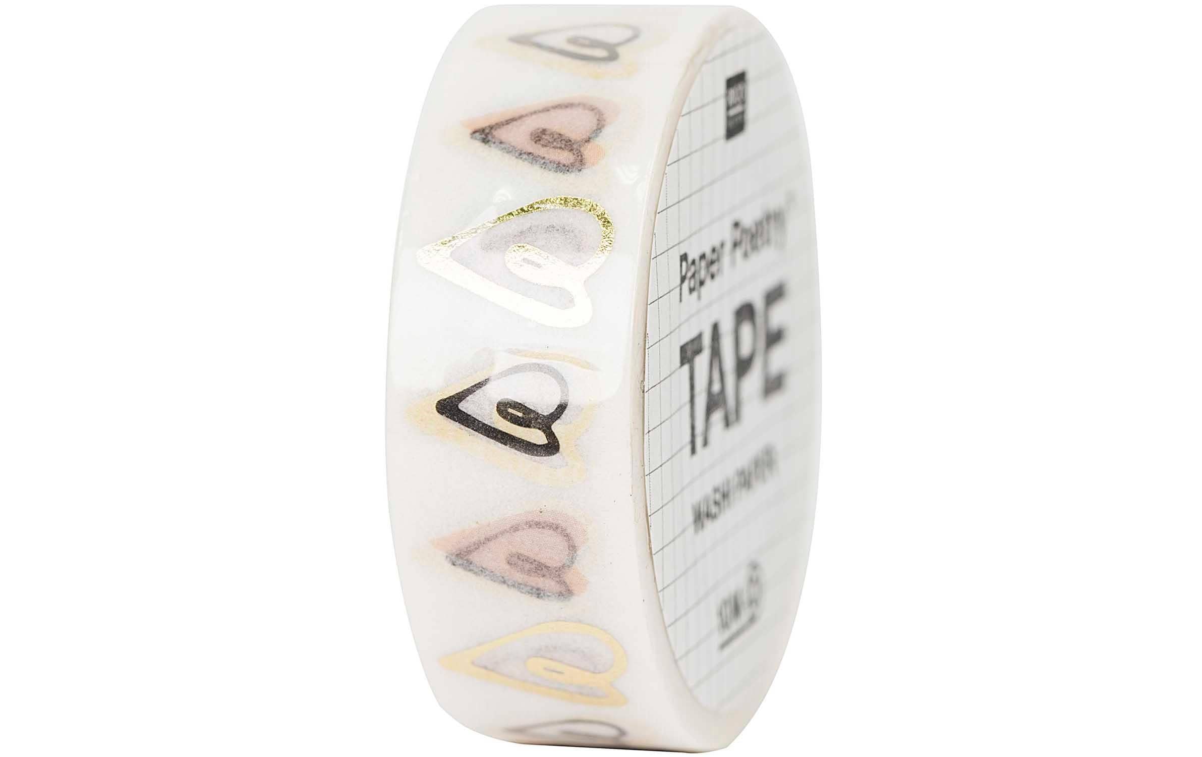 Rico Design Washi Tape Herzen 1.5 cm x 10m, Gold