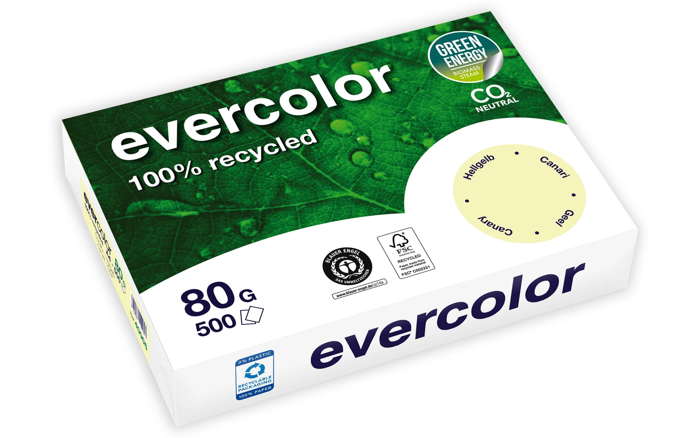 Clairefontaine Kopierpapier Evercolor A4, Hellgelb, 80 g/m²,500 Blatt