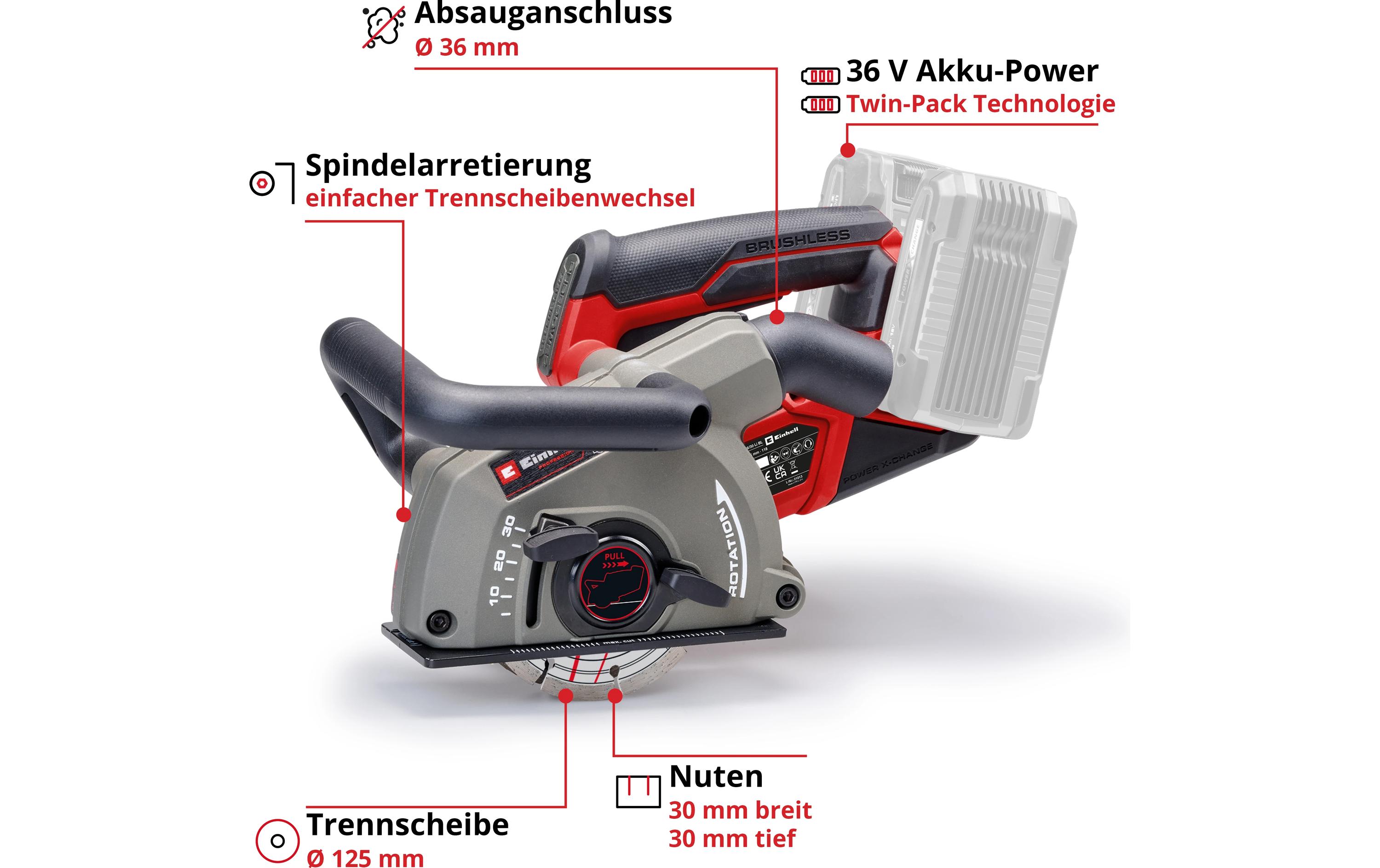 Einhell Mauernutfräse TP-MA 36/30 Li BL – Solo