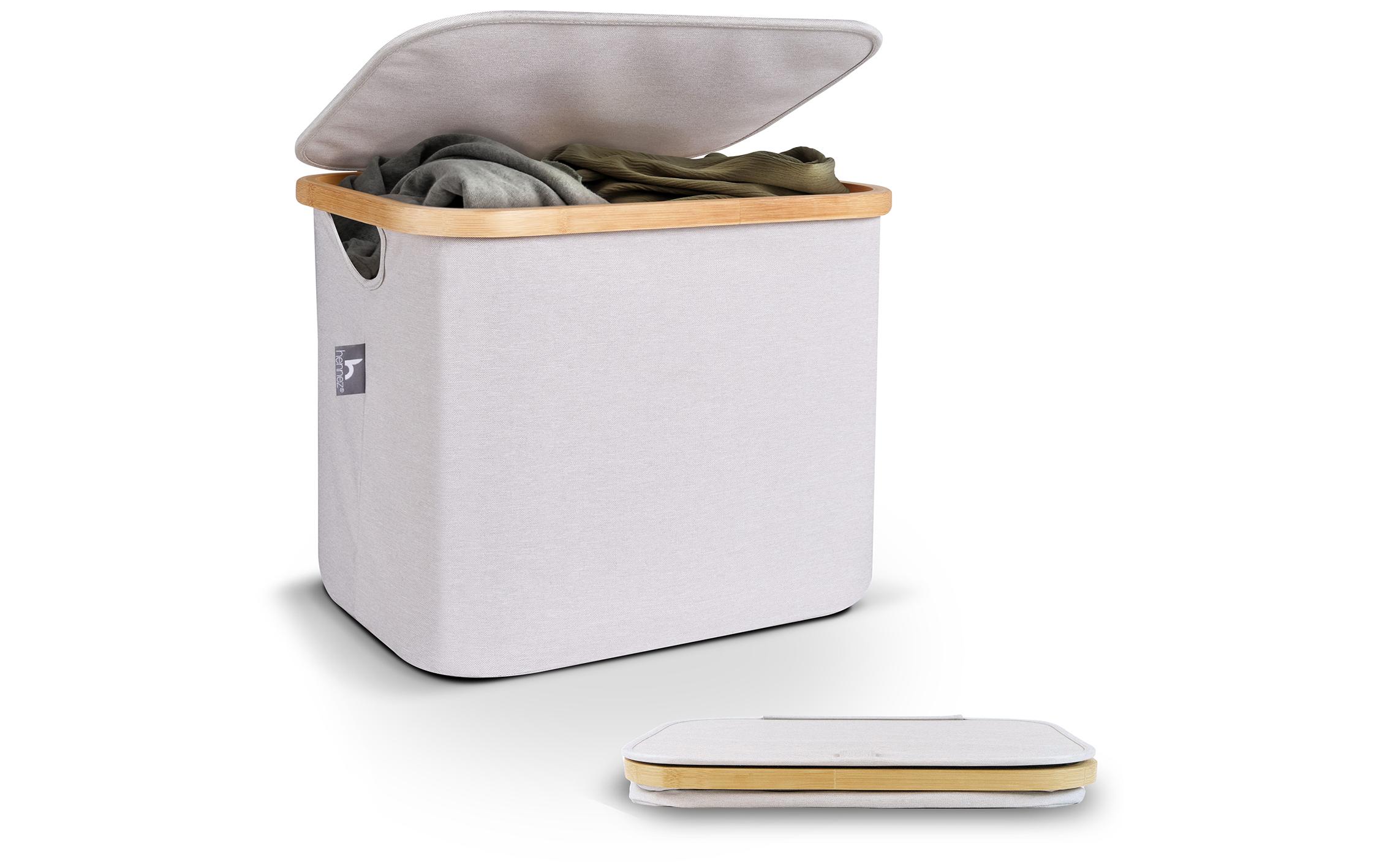 Hennez Wäschekorb Adrian 40 l, Grau/Nature
