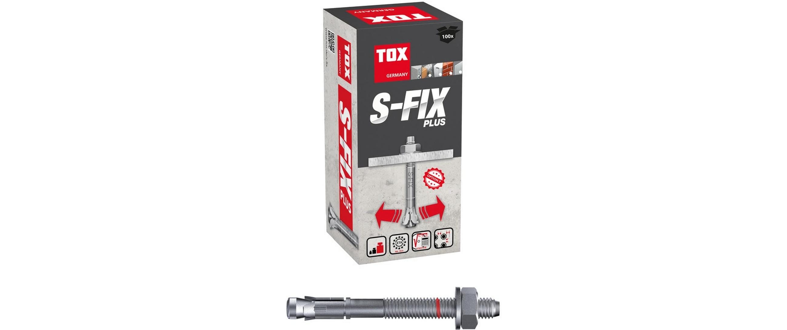 Tox-Dübel Bolzenanker S-Fix Plus M8 x 75/5+18 mm (100 Stk.)