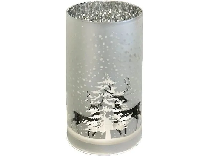 Dameco LED Windlicht Glas Silber Tannenbaum Dameco LED Windlicht Glas Silber Tannenbaum