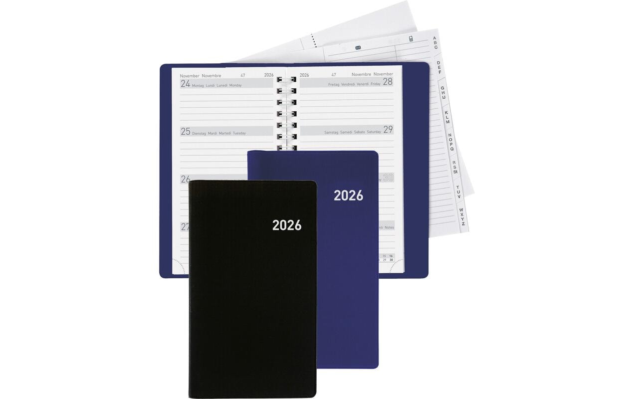 Biella Tagesagenda Bruxelles Wire-O Schwarz, 8.5 x 15.3 cm