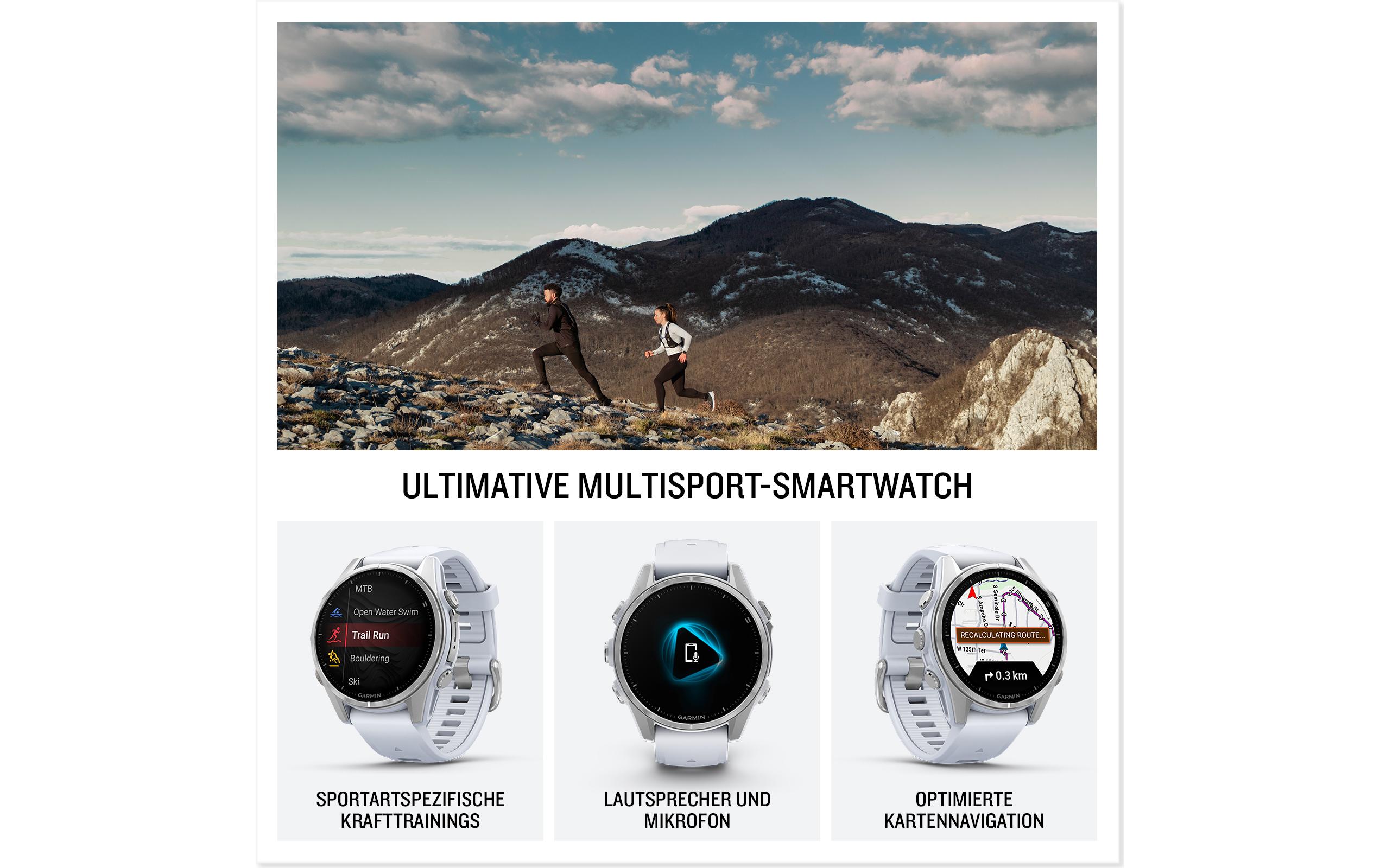 GARMIN Sportuhr Fenix 8 AMOLED, 43 mm Weiss