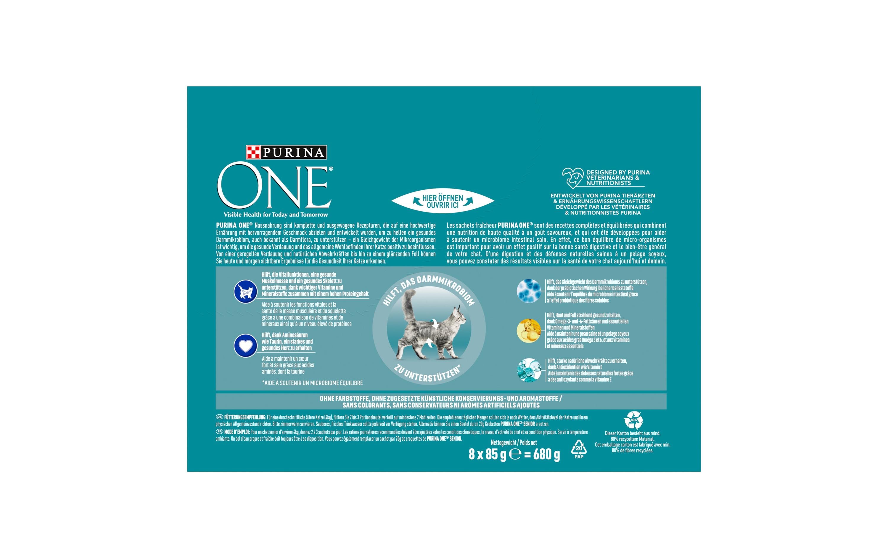 Purina ONE Nassfutter SENIOR 7+ in Sosse Lachs/Karotten,8 x 85g