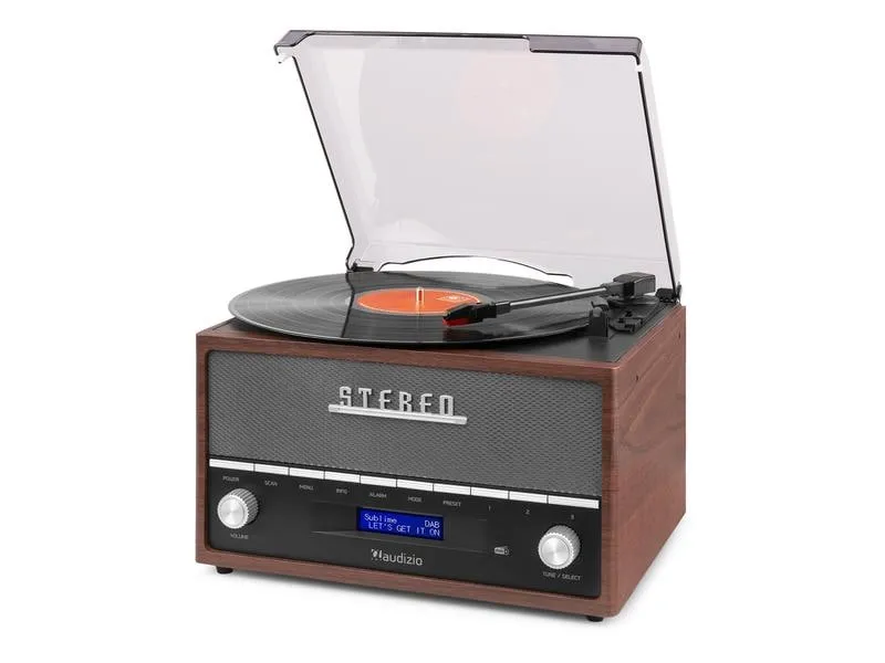 Audizio Plattenspieler mit Bluetooth Frisco Braun/Grau Audizio Plattenspieler mit Bluetooth Frisco Braun/Grau