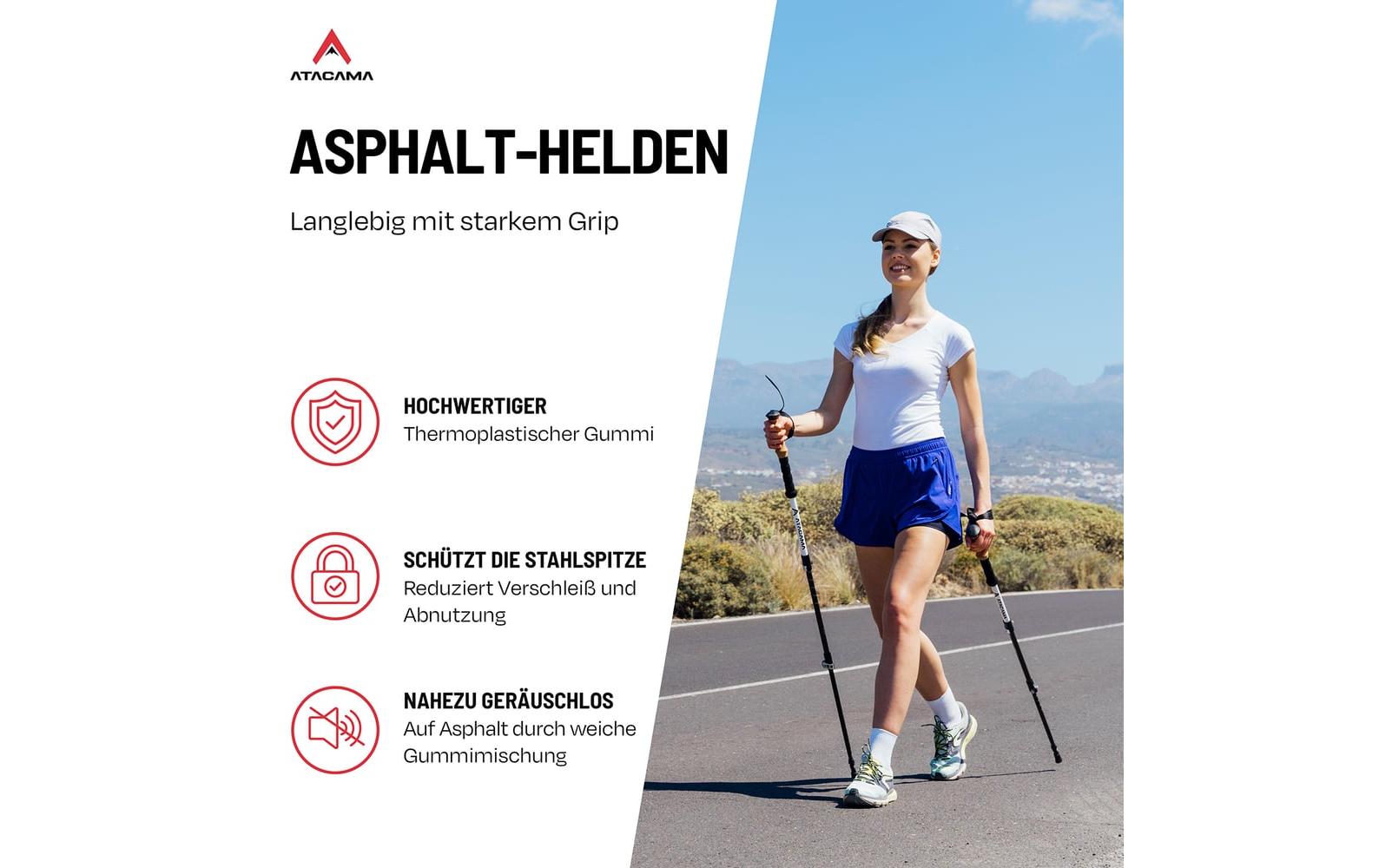 Atacama Nordic Walking Gummipuffer Wanderstockaufsatz 10er-Set