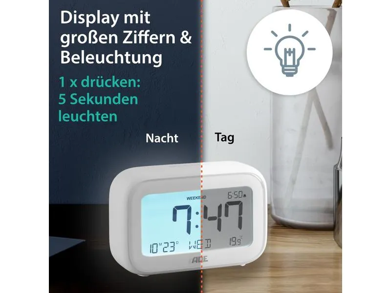 ADE Digitalwecker mit Temperaturanzeige ADE Digitalwecker mit Temperaturanzeige