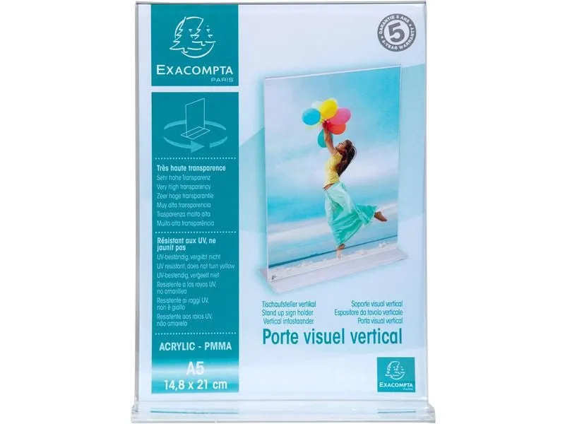 Exacompta Tischaufsteller A5 T-Form Hochformat – Kristall A5