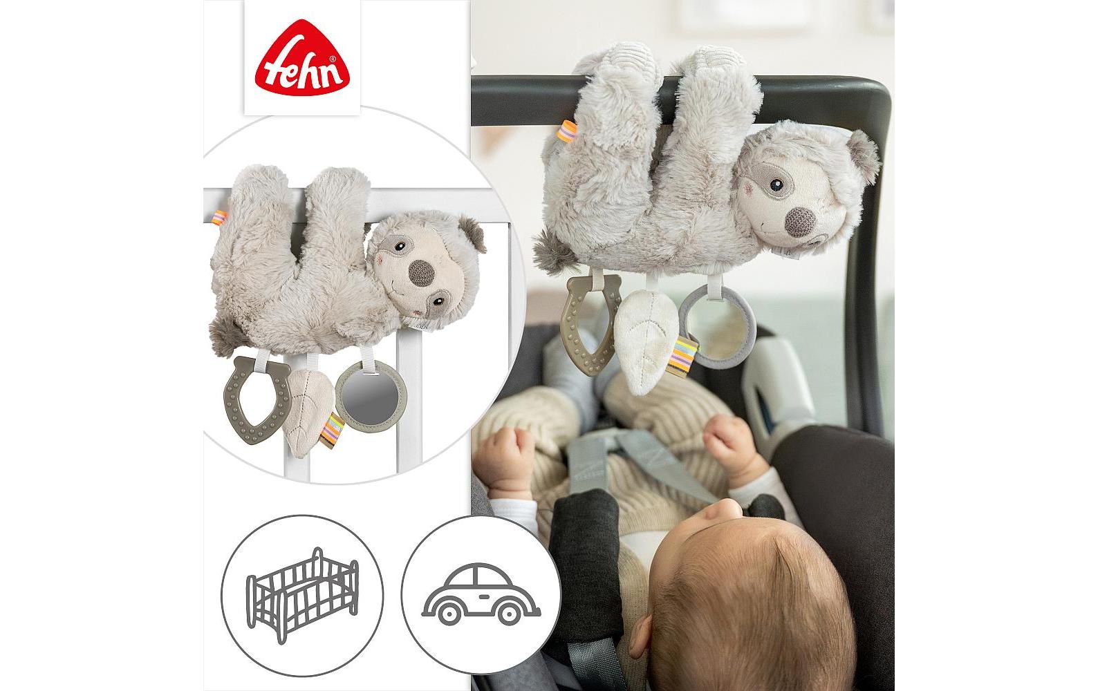 fehn Kinderwagenspielzeug Activity-Faultier, Grau/Beige
