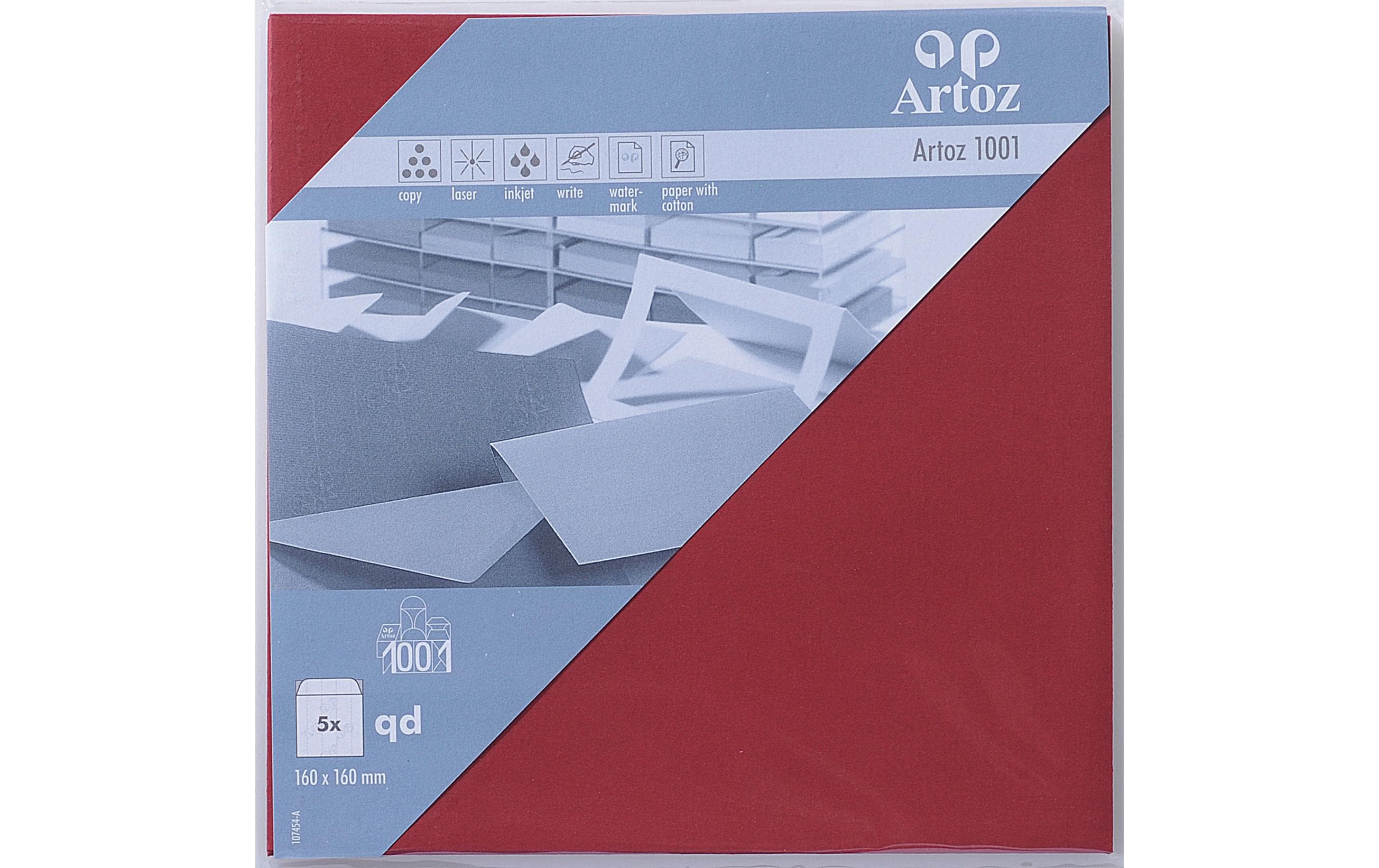 Artoz Couvert 1001, 16 x 16 cm, 5 Stück, Weinrot Artoz Couvert 1001, 16 x 16 cm, 5 Stück, Weinrot