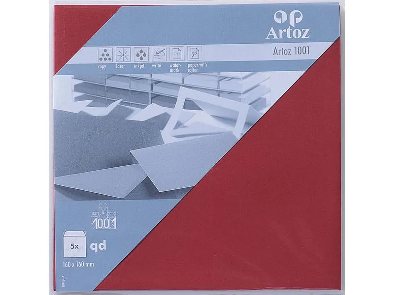 Artoz Couvert 1001, 16 x 16 cm, 5 Stück, Weinrot