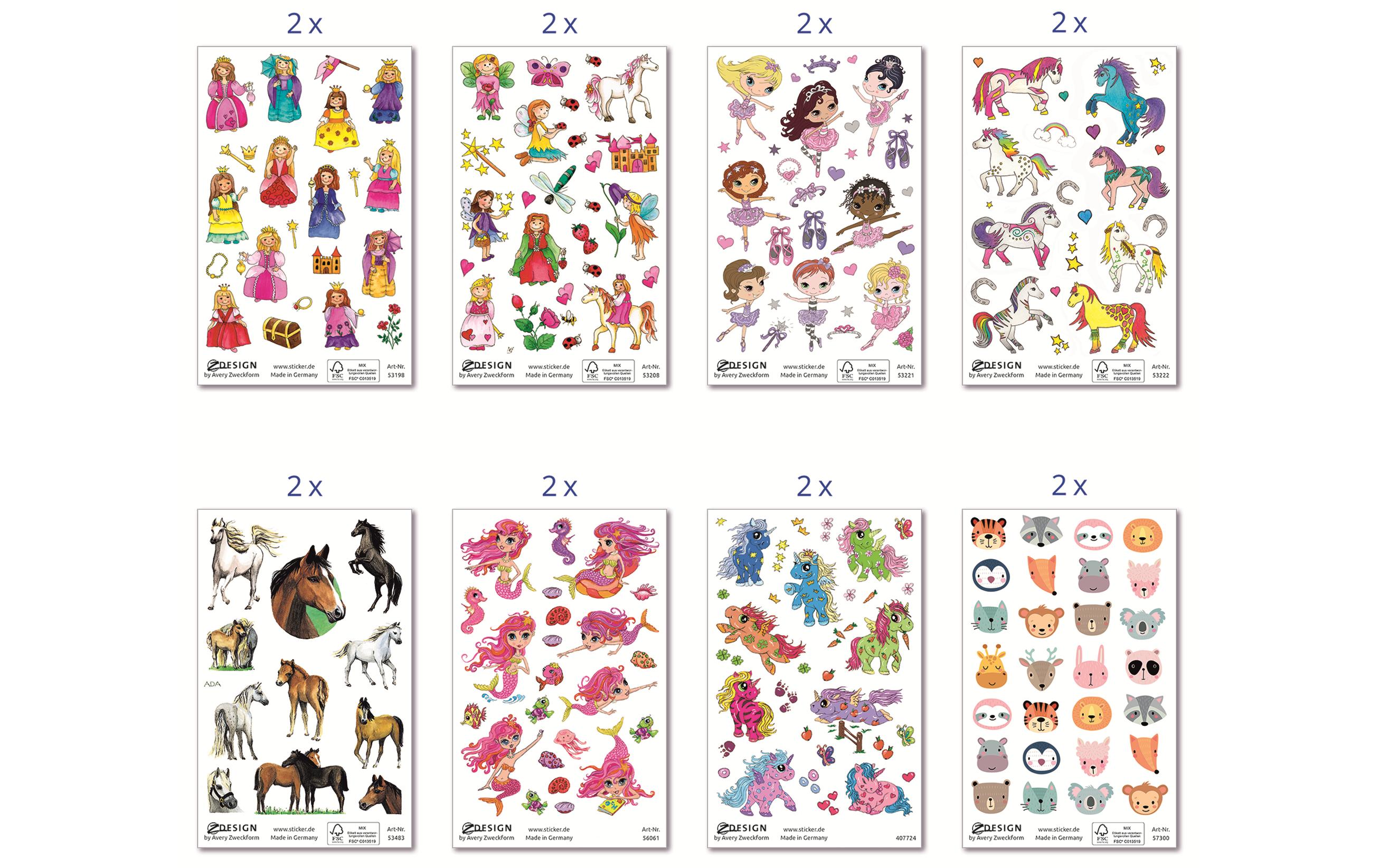 Z-Design Motivsticker Mädchen 16 Blatt, 386 Sticker