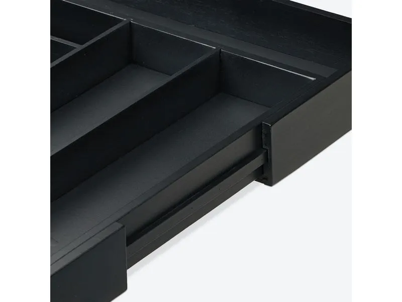 relaxdays Besteckkasten ausziehbar Schwarz relaxdays Besteckkasten ausziehbar Schwarz