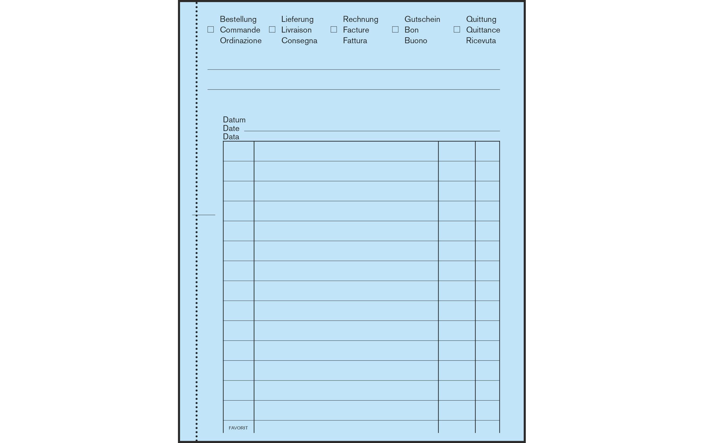 Favorit Durchschreibeblock 113 x 144 mm Mehrzweckbuch, Blau/Weiss