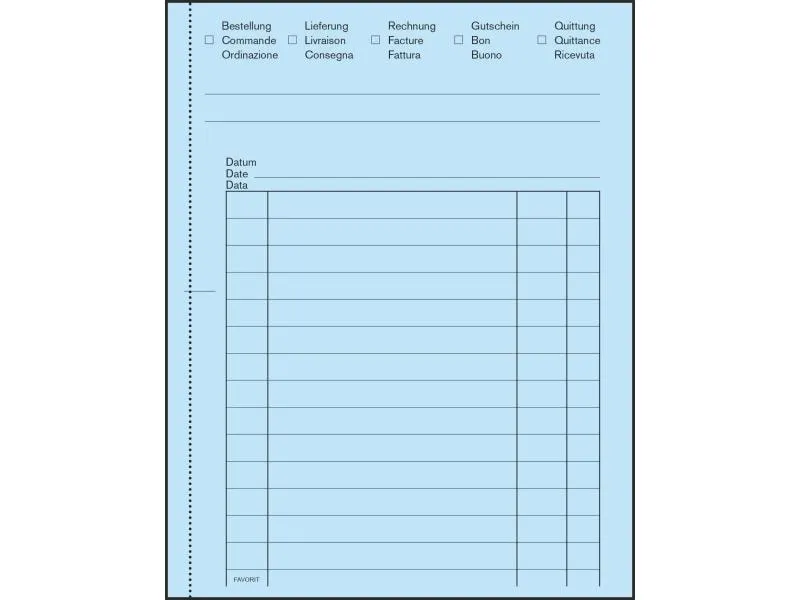 Favorit Durchschreibeblock 113 x 144 mm Mehrzweckbuch, Blau/Weiss Favorit Durchschreibeblock 113 x 144 mm Mehrzweckbuch, Blau/Weiss