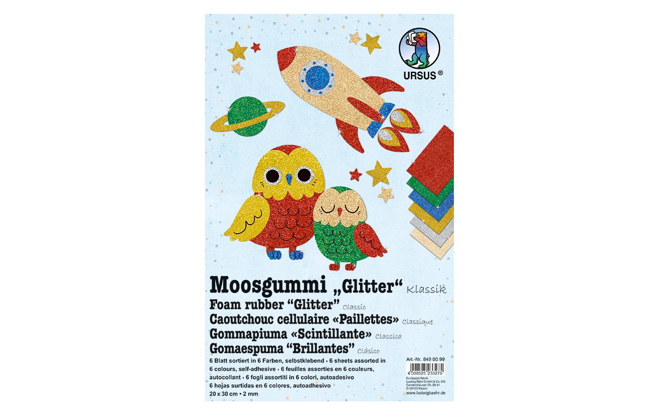 URSUS Moosgummi-Set Glitter Klassik selbstklebend, 10 Stück