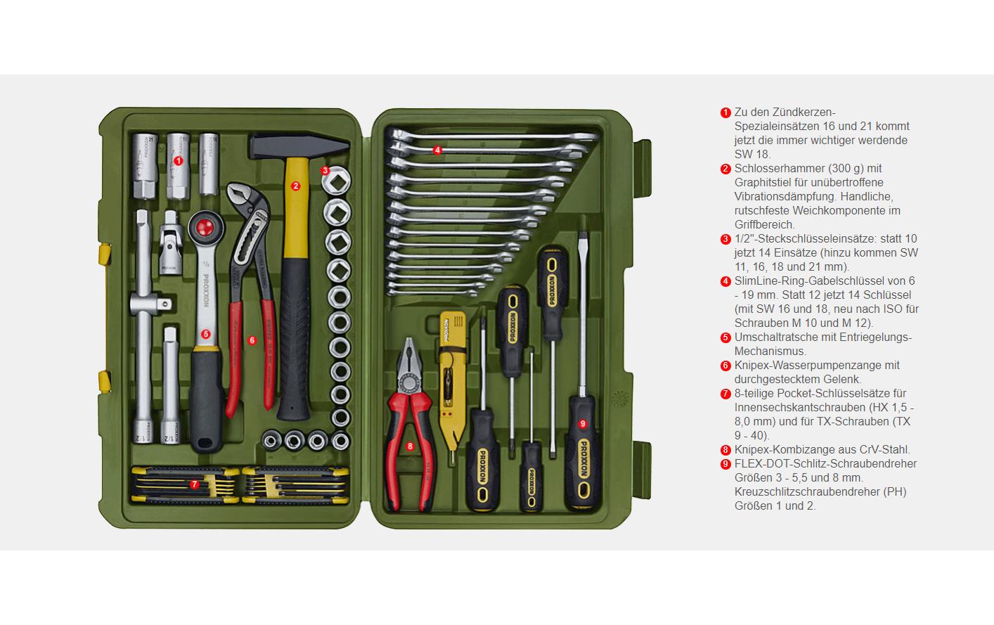 Proxxon Industrial Werkzeugkoffer PKW- und Universalwerkzeugkoffer 47-teilig
