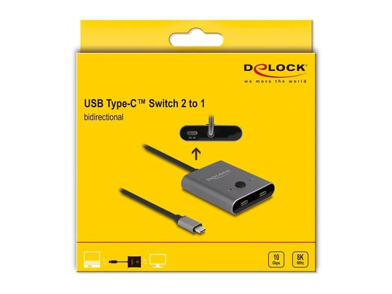 Delock Umschalter USB Type-C 2 auf 1, Bidirektional, 8K Delock Umschalter USB Type-C 2 auf 1, Bidirektional, 8K