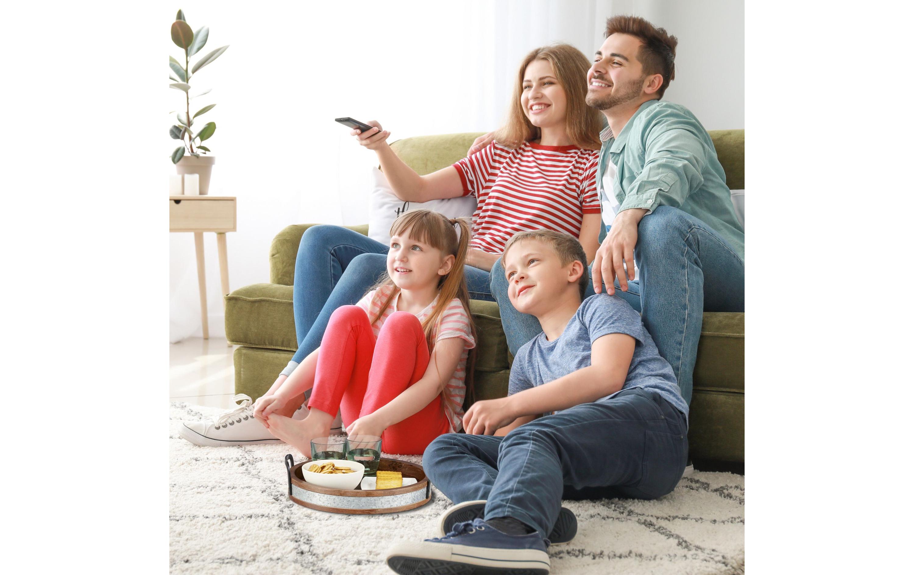 relaxdays Serviertablett Braun/Silber/Schwarz