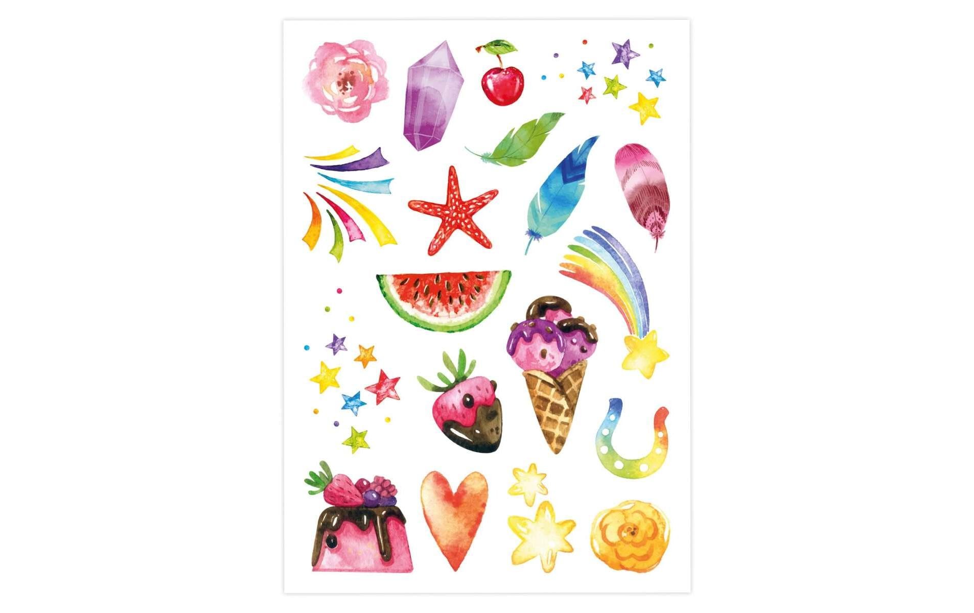 Papierdrachen Tattoo Set Einhorn, Meerjungfrau, Prinzessin