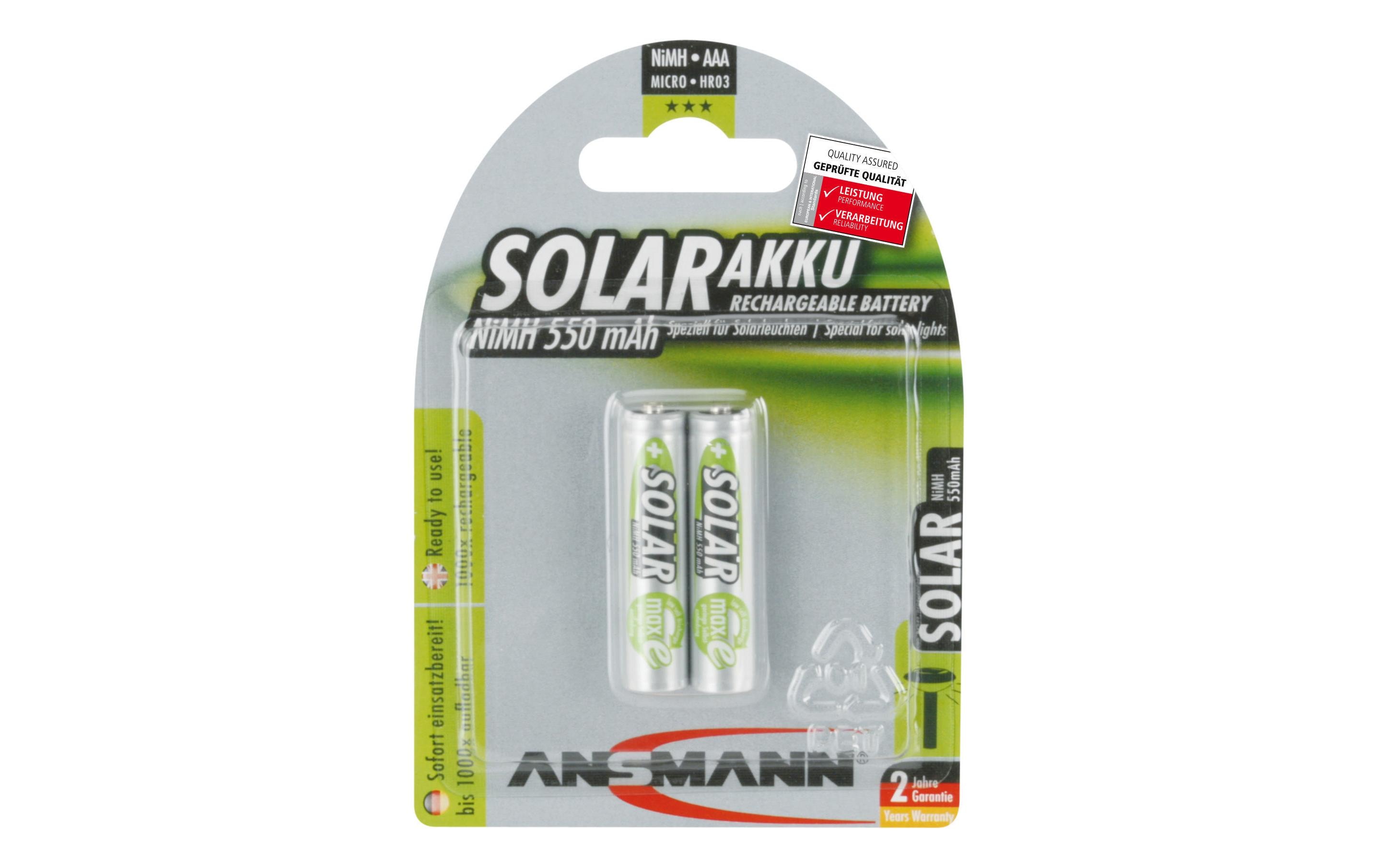 Ansmann Akku 2x AAA 550 mAh für Solaranwendungen