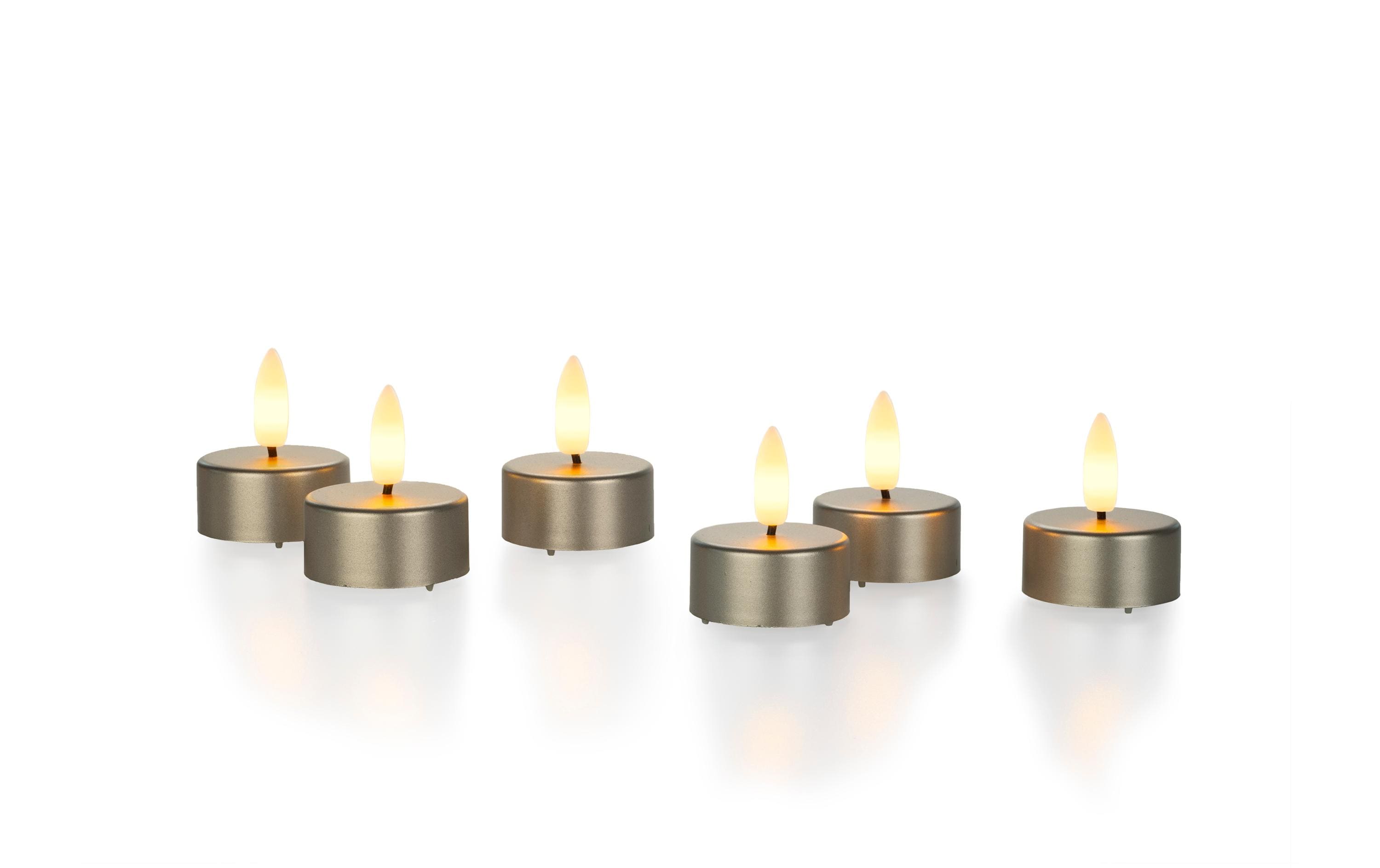 STT LED Teelichter Set 6er Set 3.7 cm, Taupe