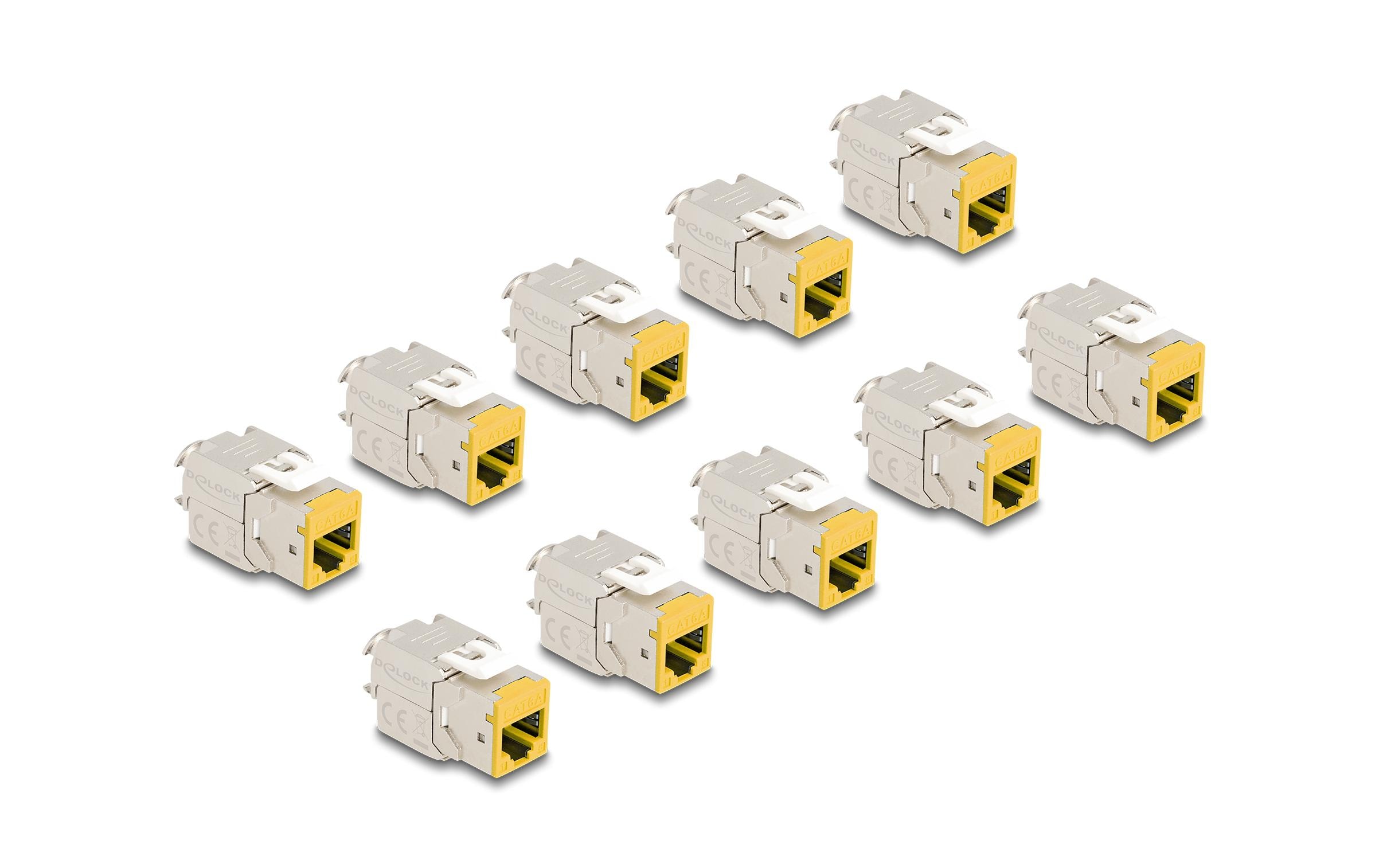 Delock Keystone-Modul RJ45 zu LSA Cat.6A Gelb, 10 Stück Delock Keystone-Modul RJ45 zu LSA Cat.6A Gelb, 10 Stück